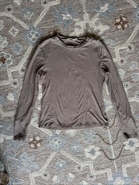 Ellison Long Sleeve Crewneck Top in Taupe